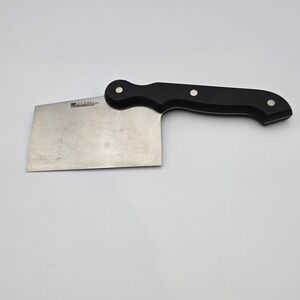 Ronco Six Star Plus Chop & Serve Offset Cleaver Knife Stainless Black Handle 10"